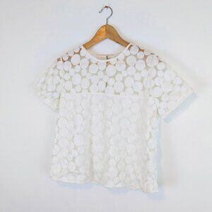Anne Fontaine Embroidered Top White Short Sleeve